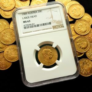 20 Koruna 1909 BZ Schwartz, MS 63