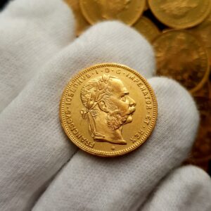 Vzácnější 8 Zlatník/20 Frank 1890, František Josef I.