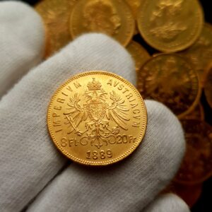 8 Zlatník/20 Frank 1889, František Josef I., mimořádný stav