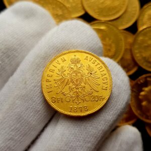 8 Zlatník/20 Frank 1878, František Josef I.