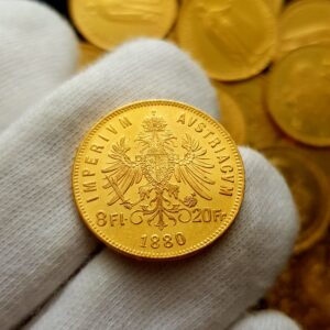 8 Zlatník/20 Frank 1880, František Josef I.