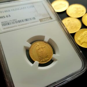 Vzácná uherská 10 Koruna 1914 KB, MS 63